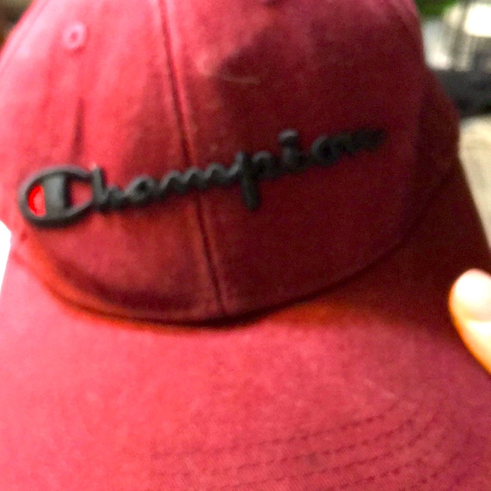 Distressed burgundy champion baseball cap